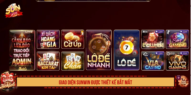 Giao diện SUNWIN được thiết kế chỉn chu, bắt mắt 