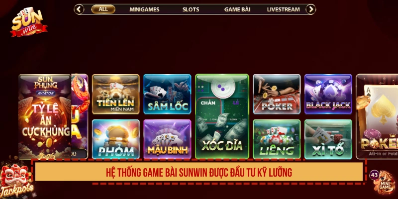 Hệ thống game bài SUNWIN được đầu tư kỹ lưỡng