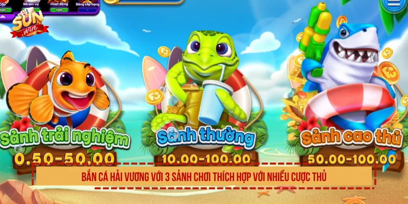 Bắn cá Hải Vương với 3 sảnh chơi thích hợp với nhiều cược thủ